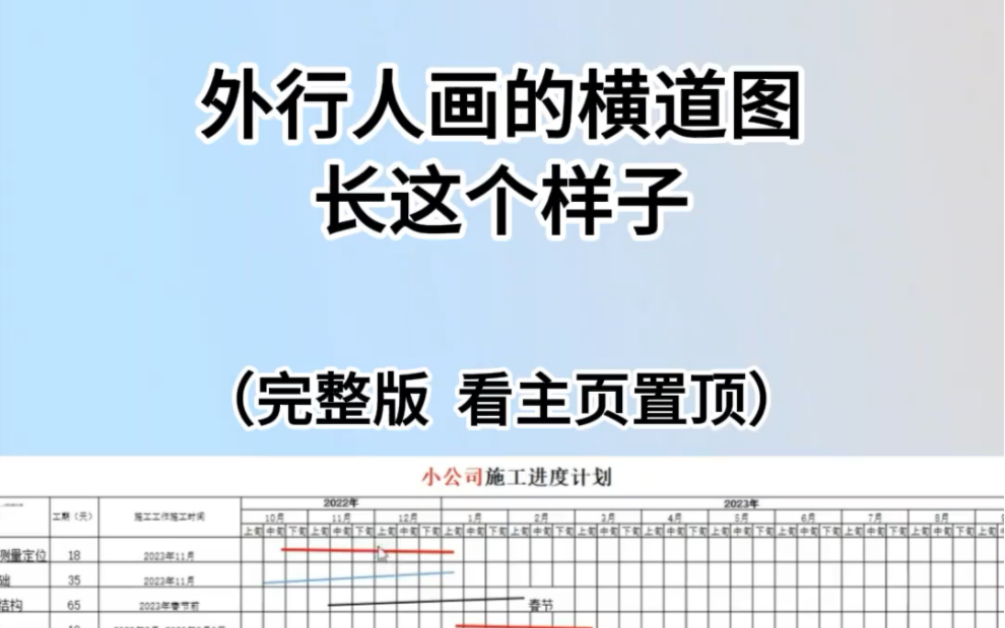 外行人和内行人所画的横道图有很大区别
