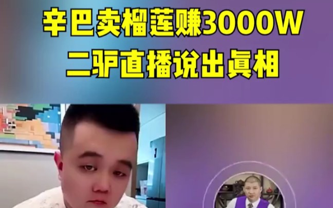 辛巴卖榴莲赚3000万 二驴直播说出真相哔哩哔哩bilibili