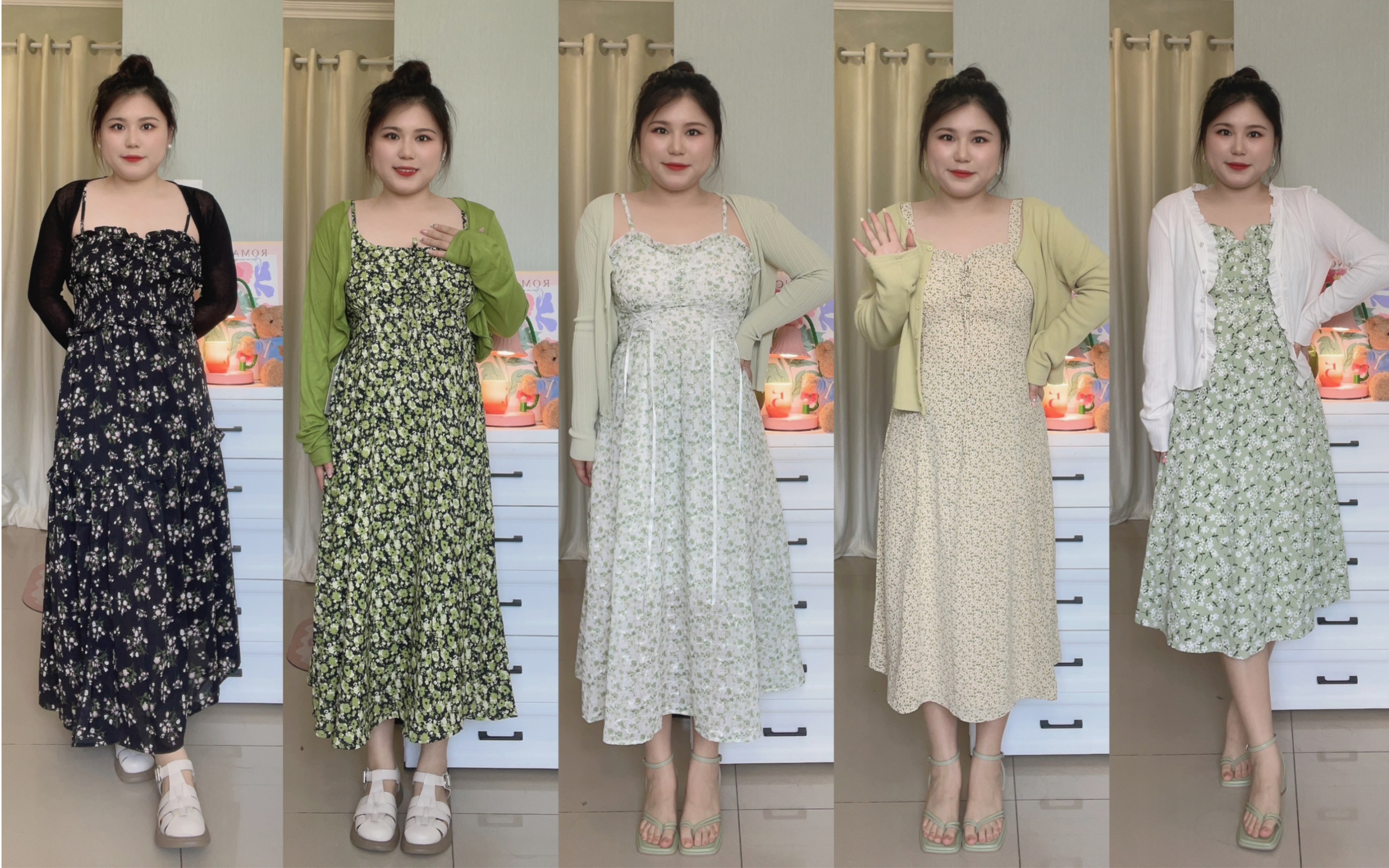 158cm130斤 肉肉女生夏日大胆穿!碎花裙真的好显瘦!