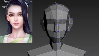 【3dmax人物角色建模】超详细古风美女人头布线教程，3dmax零基础建模