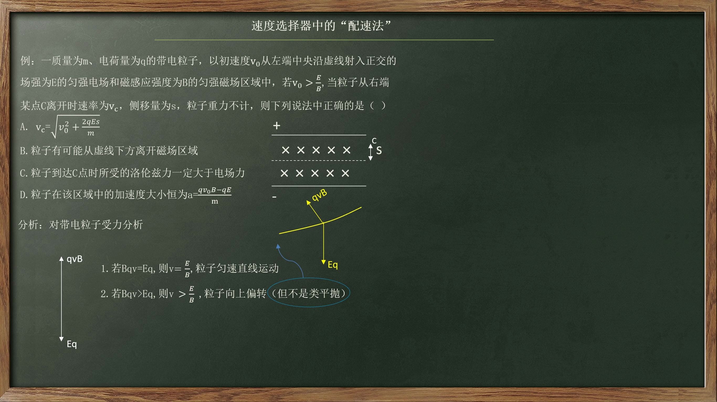 速度选择器中巨难的题目用配速法秒解