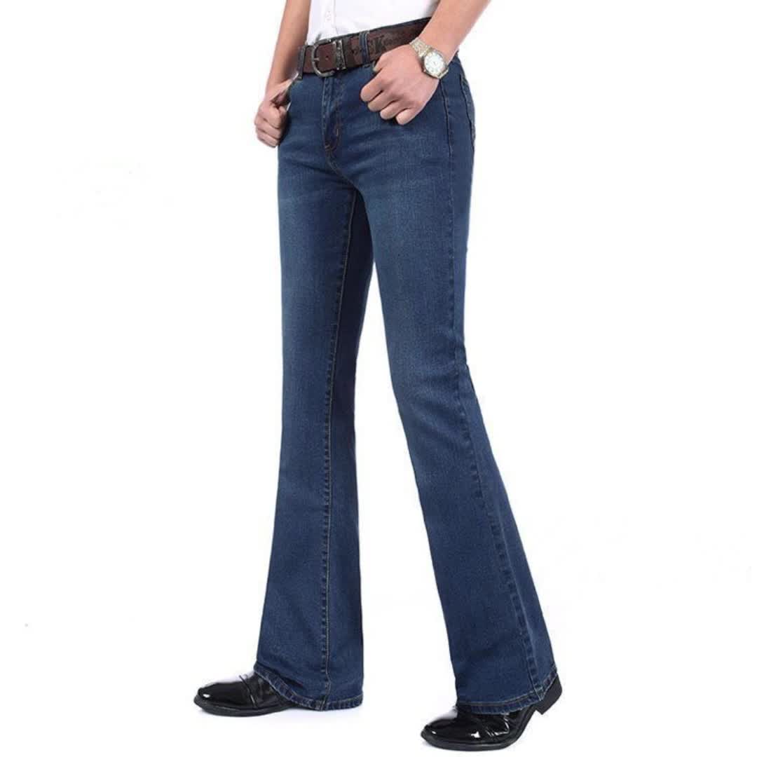 【10元券】夏季新款男士喇叭牛仔裤 高腰弹力微喇叭裤 修身小喇叭裤男