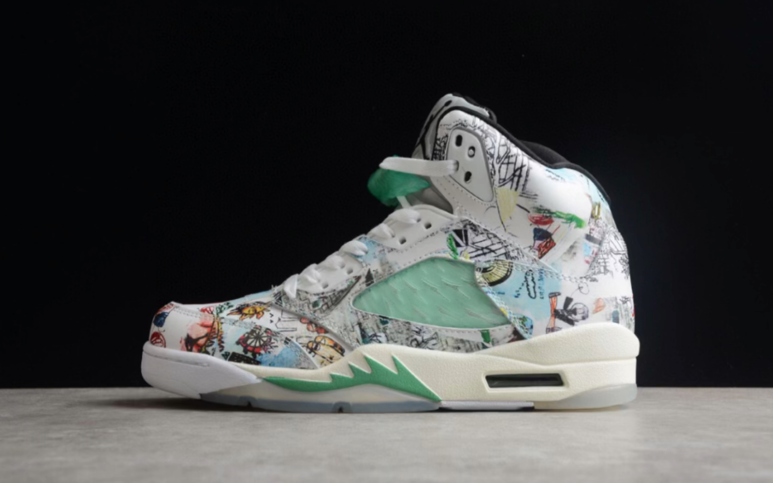 乔丹air jordan 5 wings 翡翠绿翅膀涂鸦3m夜光篮球鞋av2405-900