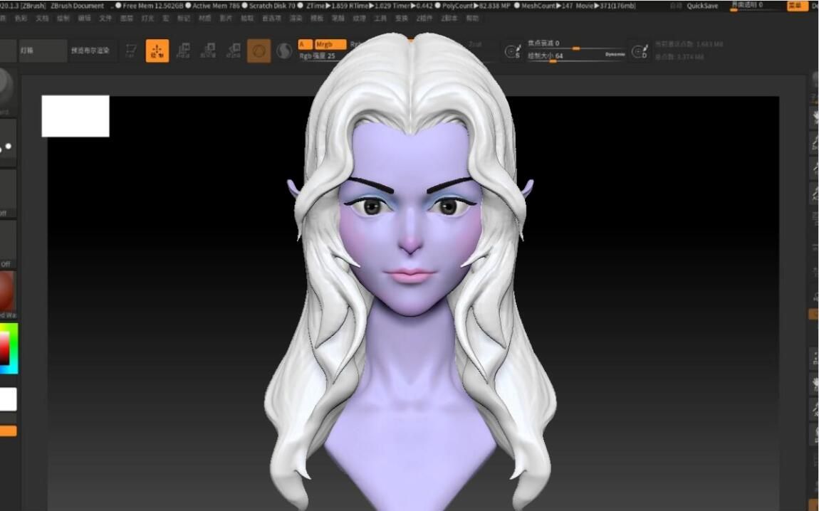 【zbrush建模】女性人体雕刻技巧,高模,3d建模基础案例