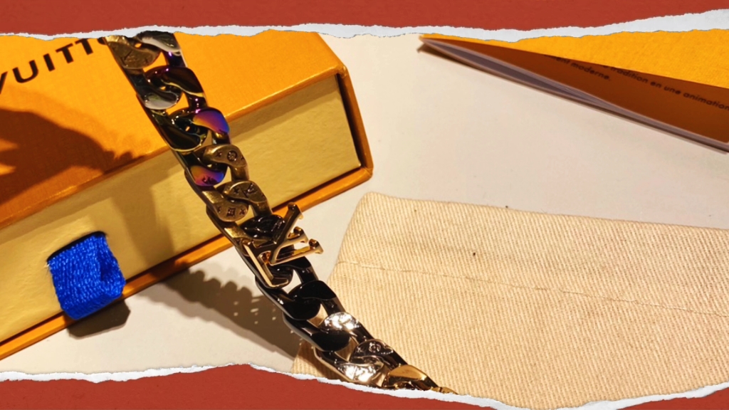 lv 新款淬火彩色古巴手链款 chain links patches