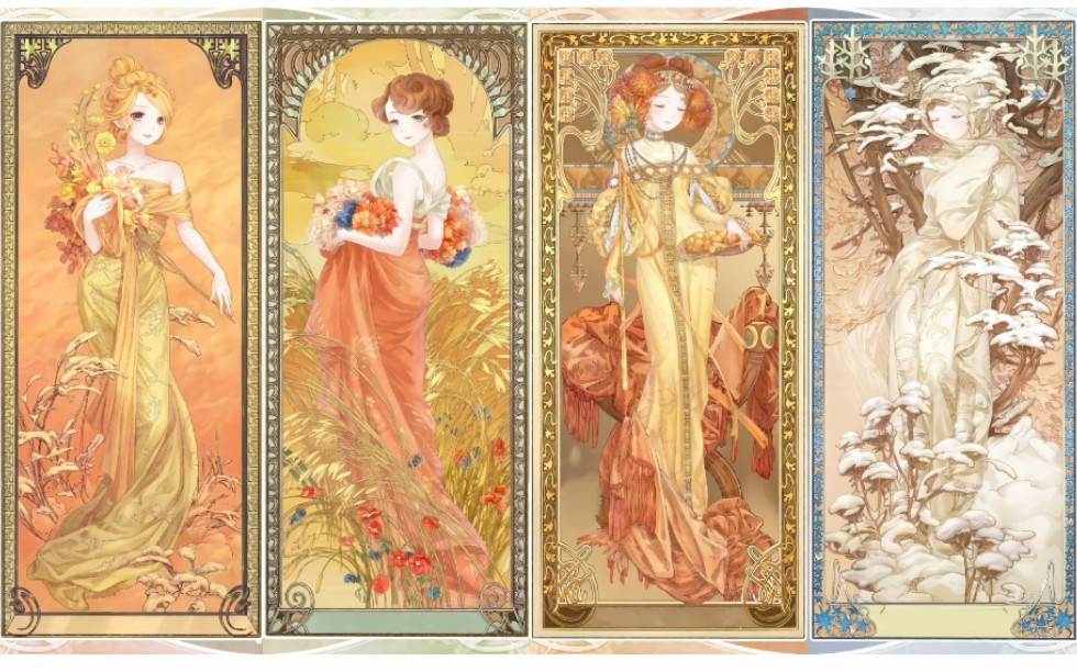 【奇迹暖暖】穆夏联动 四季女神_哔哩哔哩_bilibili