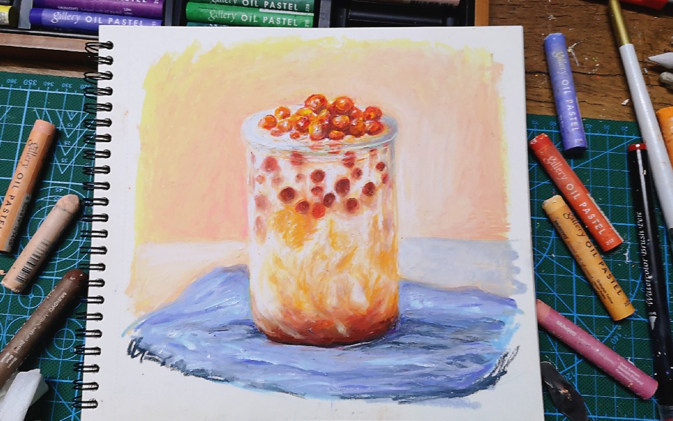 油画棒来一杯珍珠奶茶叭