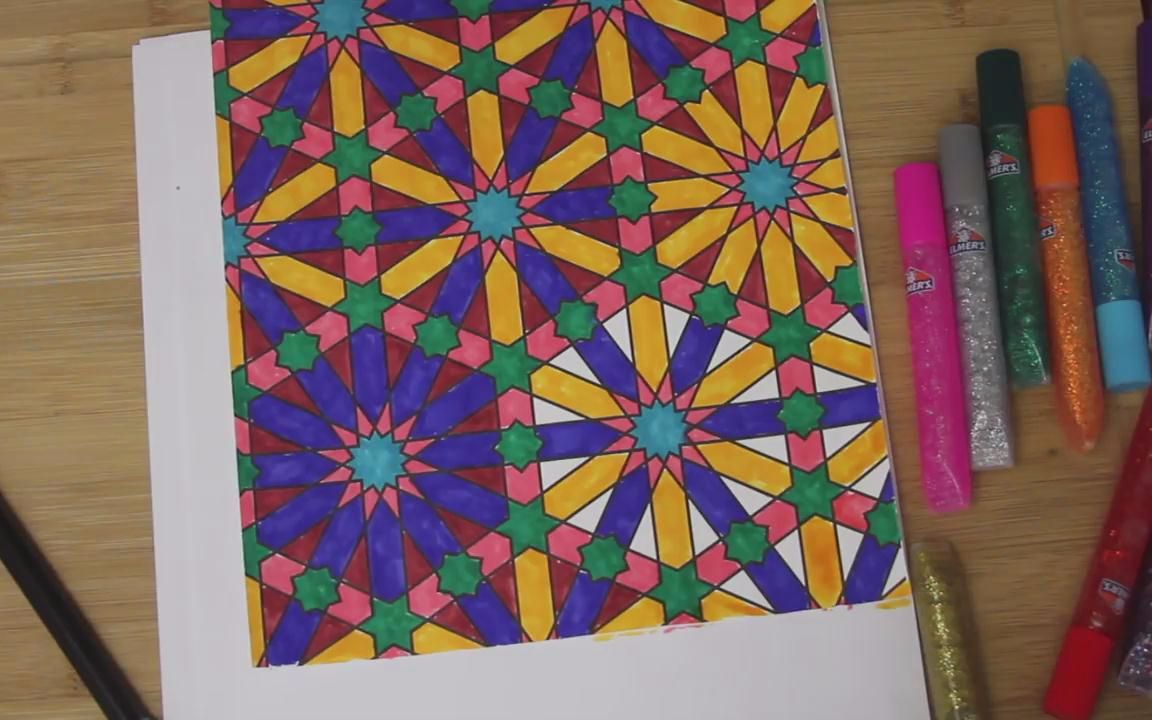 人物asmr 失眠者的色彩迷宫 镶嵌图案的马克笔着色