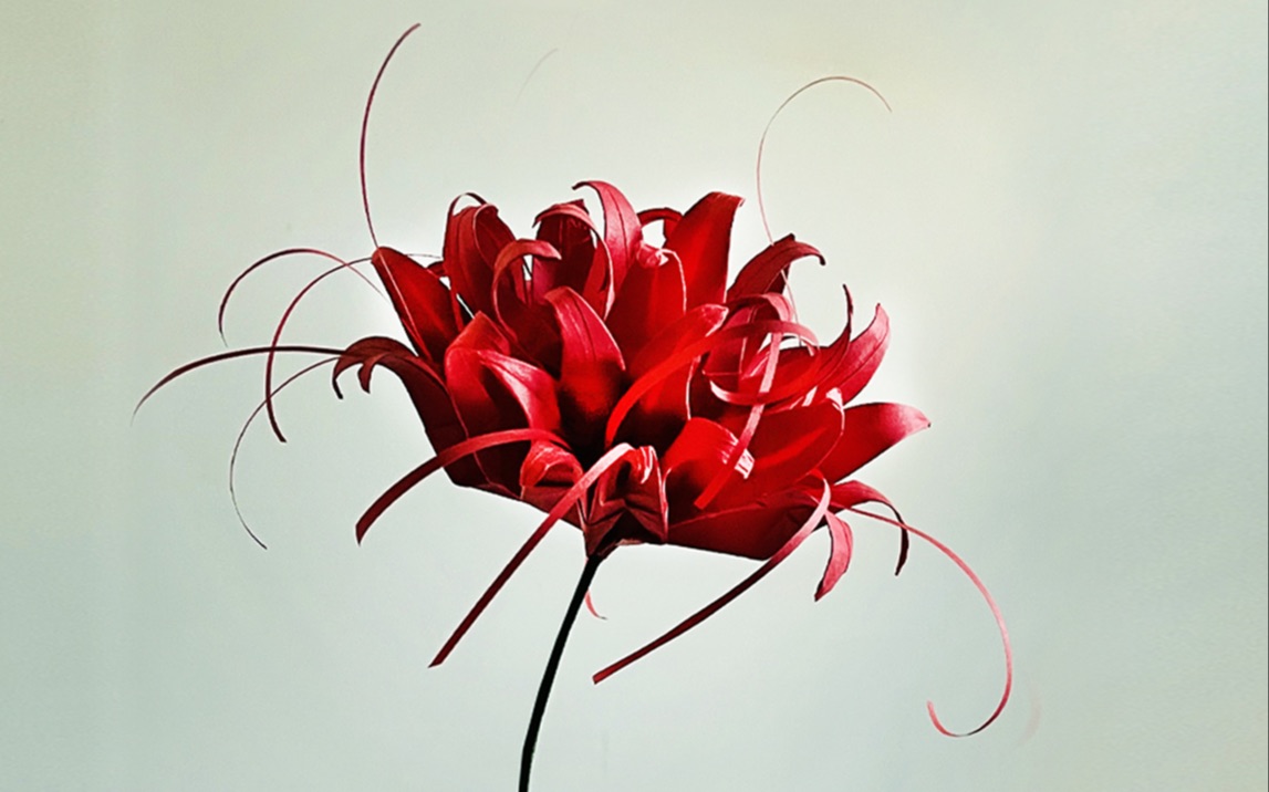 【折纸教程曼珠沙华】Origami Red Spider Lily哔哩哔哩bilibili