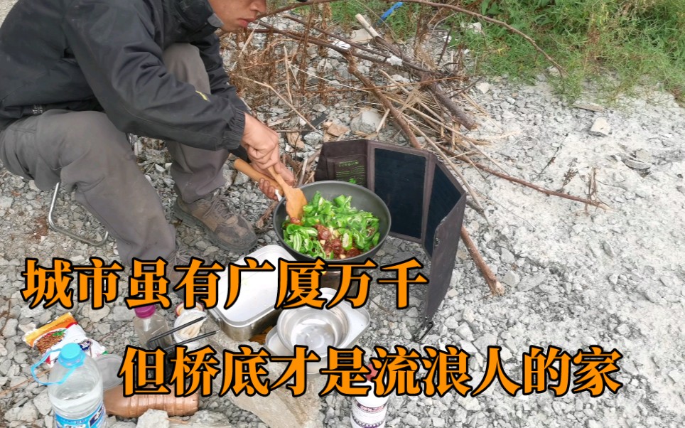 流浪西南,在公路桥下露营做饭,生活虽然艰苦,但是自由自在无拘无束也挺好哔哩哔哩bilibili