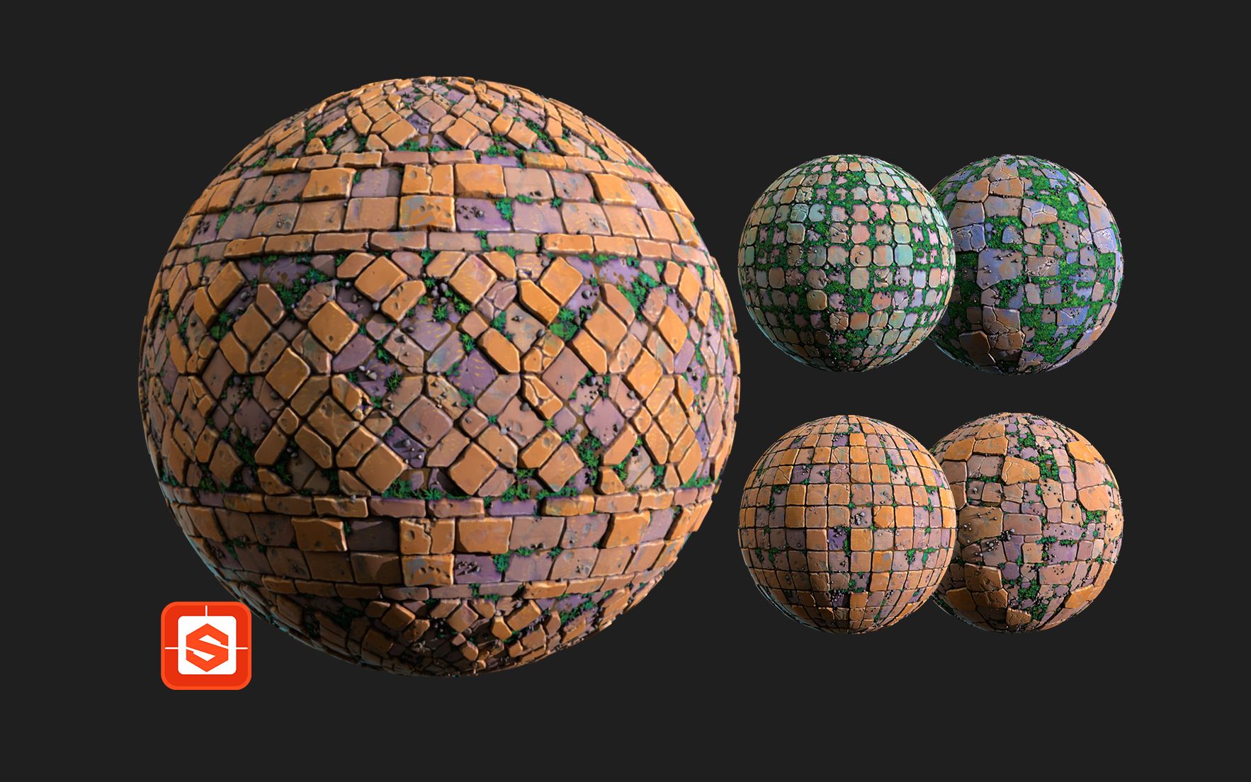 【substance designer】关于地砖的探索第二部分,自制sd风格化砖石