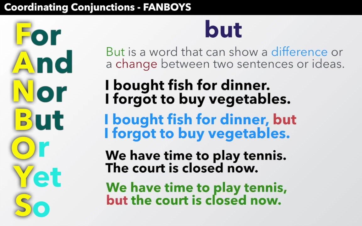 Coordinating Conjunctions 𐟑 如何使用并列连词 𐟑 FANBOYS 𐟑 写出更好的句子哔哩哔哩bilibili