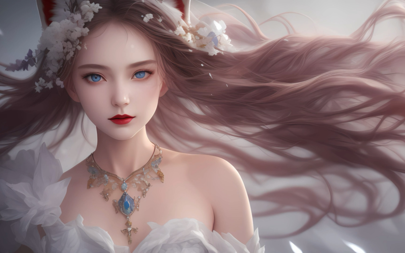 ai绘画,2.5d美女电脑壁纸,二次元,这画风.