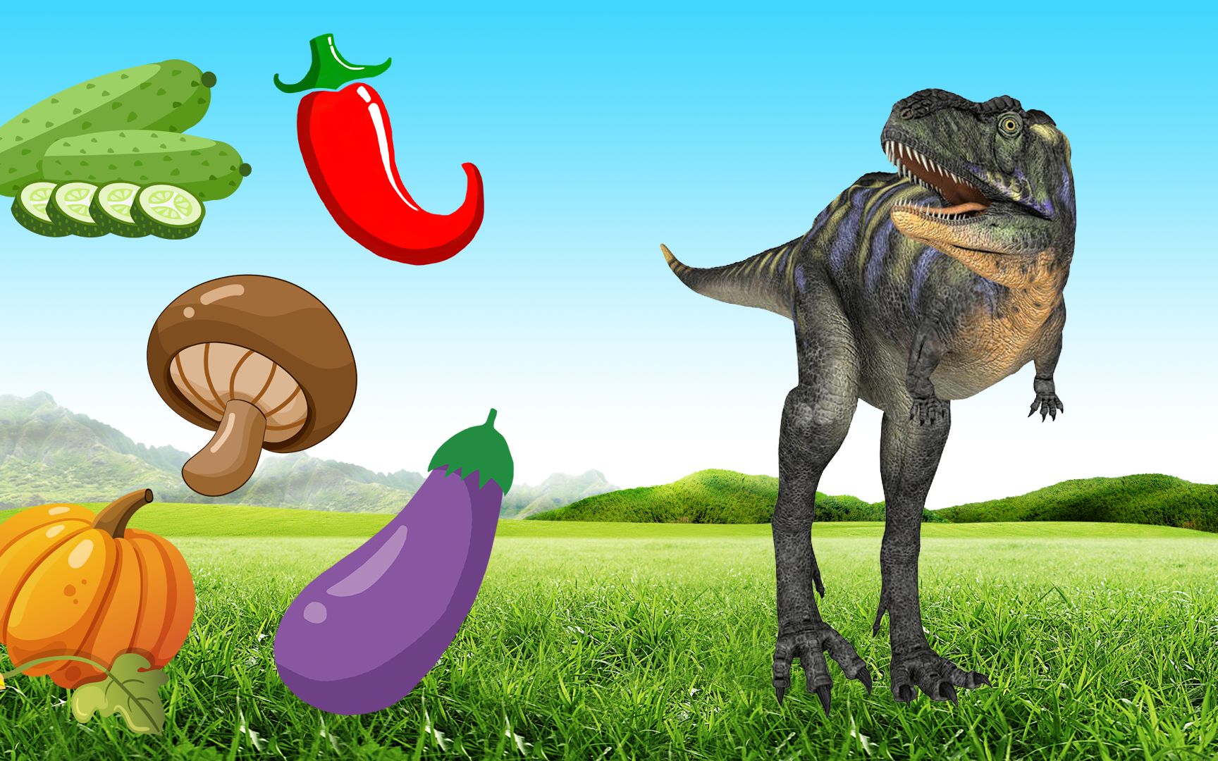 五种颜色蔬菜,恐龙们喜欢吃哪一种呢?
