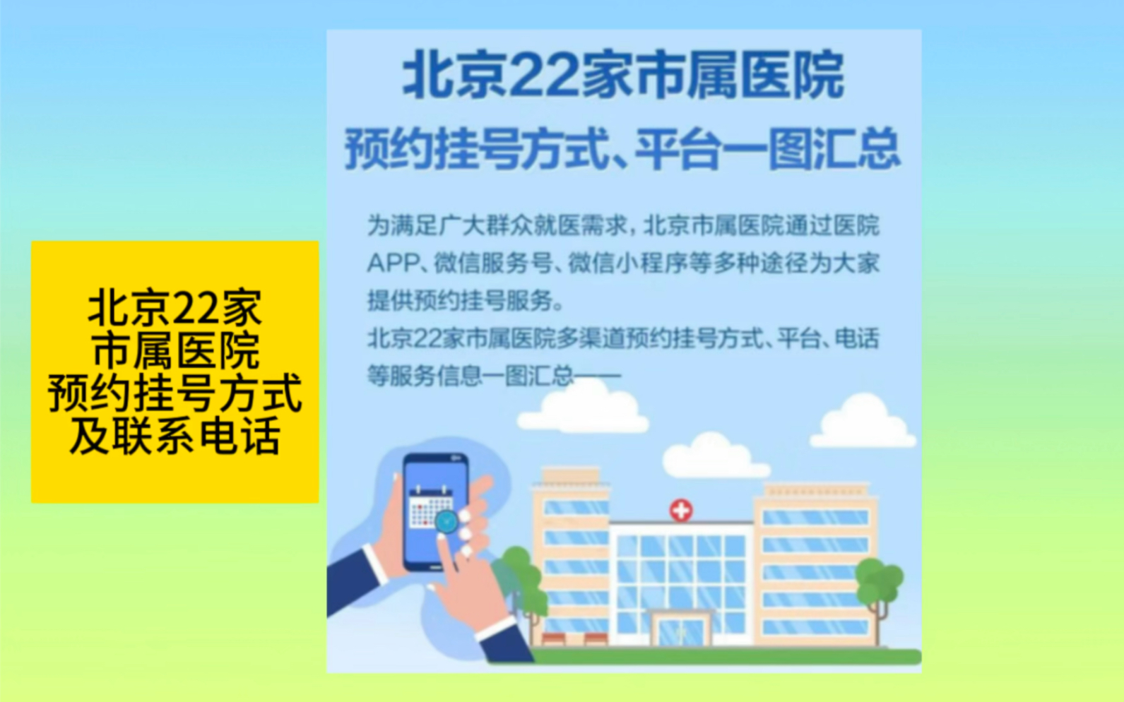 一图浏览北京22家市属医院预约挂号方式及平台哔哩哔哩bilibili