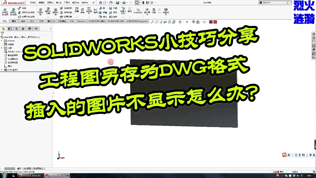 SOLIDWORKS小技巧:工程图另存为DWG,插入的图片不显示怎么办?哔哩哔哩bilibili