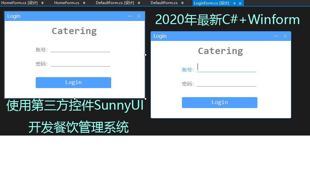 C#+Winform+第三方控件开发餐饮管理系统登陆页面1哔哩哔哩bilibili