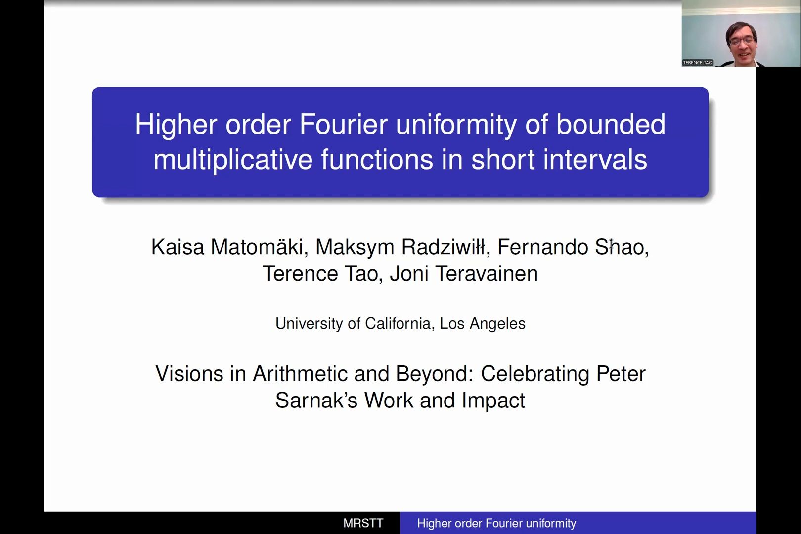 Terence Tao —Higher Order Fourier Uniformity of Bounded Multiplicative Functions哔哩哔哩bilibili