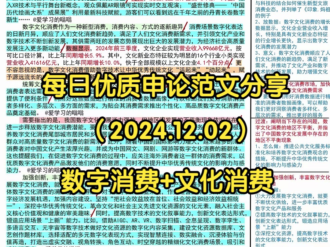 𐟒–开拓数字文化消费更广阔天地,跟着人民日报学写作𐟑𐟑|人民日报每日精读|申论80+积累|写作素材|申论范文|国考|省考|事业编|公考|时政热点哔哩哔...