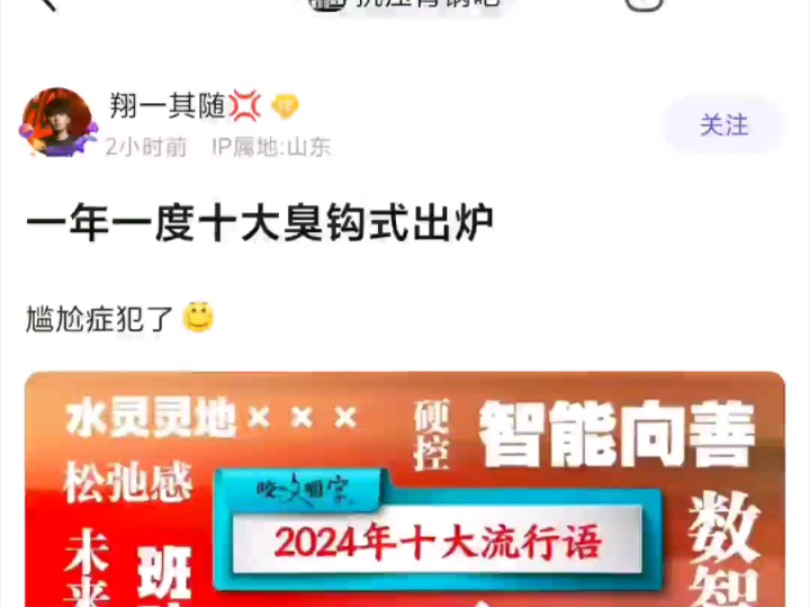 网友热议2024十大网络流行词,直言尴尬症犯了哔哩哔哩bilibili