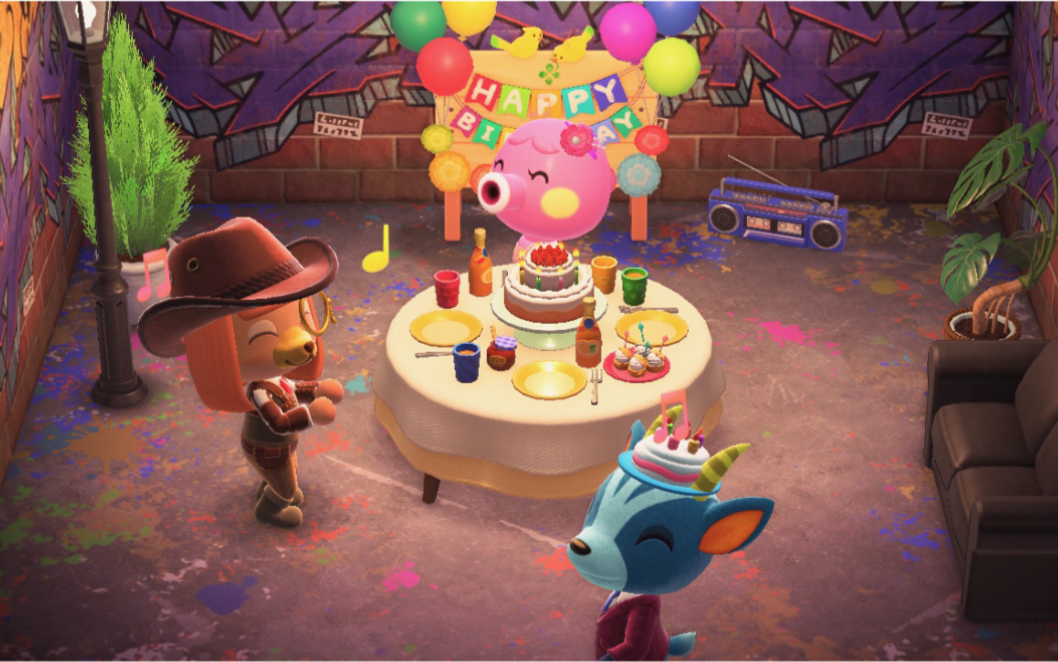 活动作品动森小动物布鹿斯生日双彩虹天气526