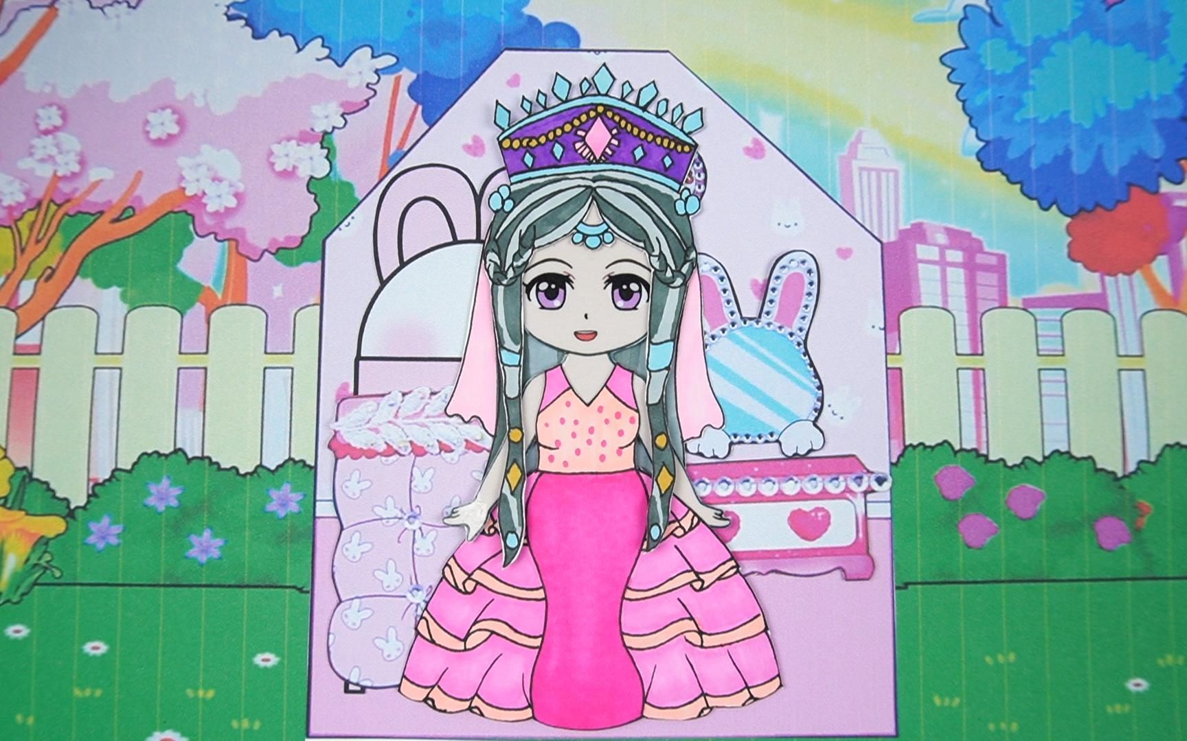 精灵梦叶罗丽纸娃娃,时希公主的粉红兔子房