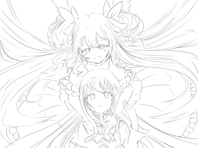 【线稿绘画过程】第一次画同人,魔法少女小圆