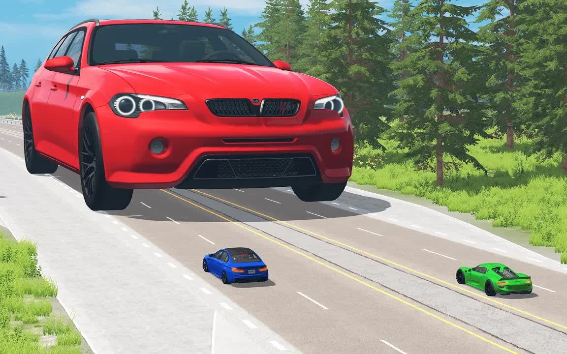 《BeamNG.drive》游戏之巨型汽车与普通汽车单机游戏热门视频