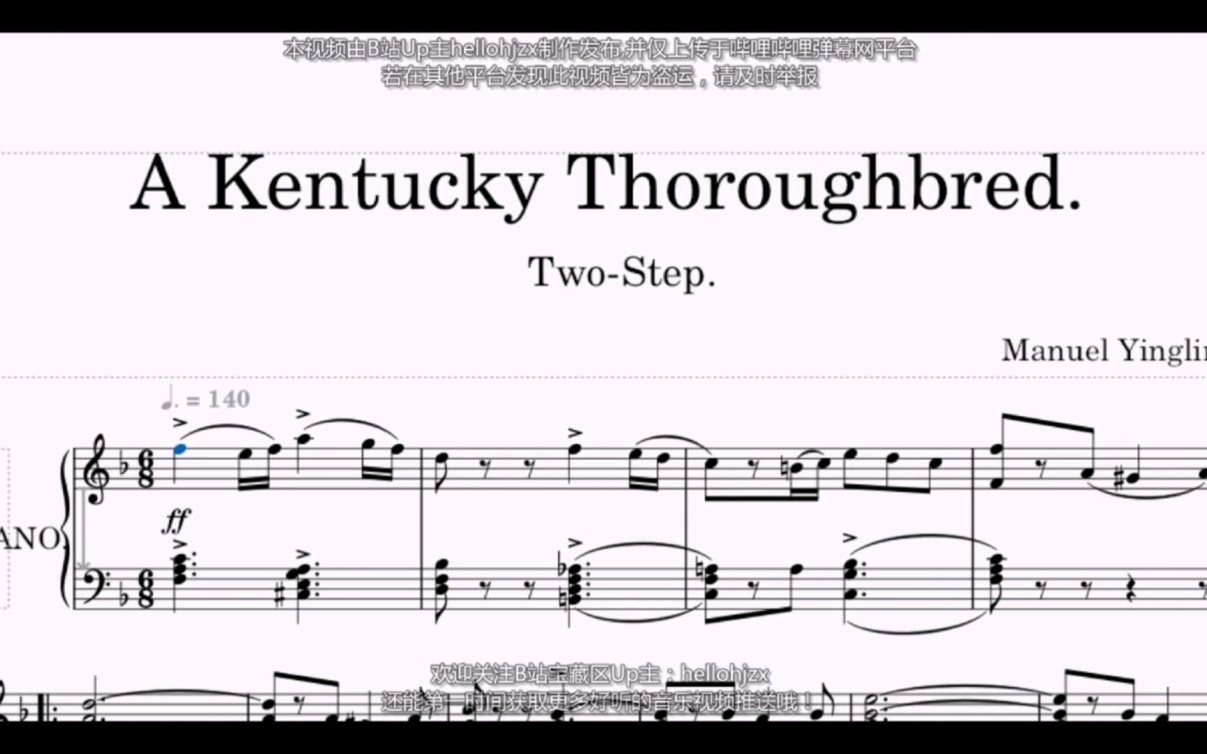 [图]曼纽尔·英林：《一匹肯塔基的纯种马（二步舞曲）》-Manuel Yingling:A Kentucky Thoroughbred Two Step（1900年出