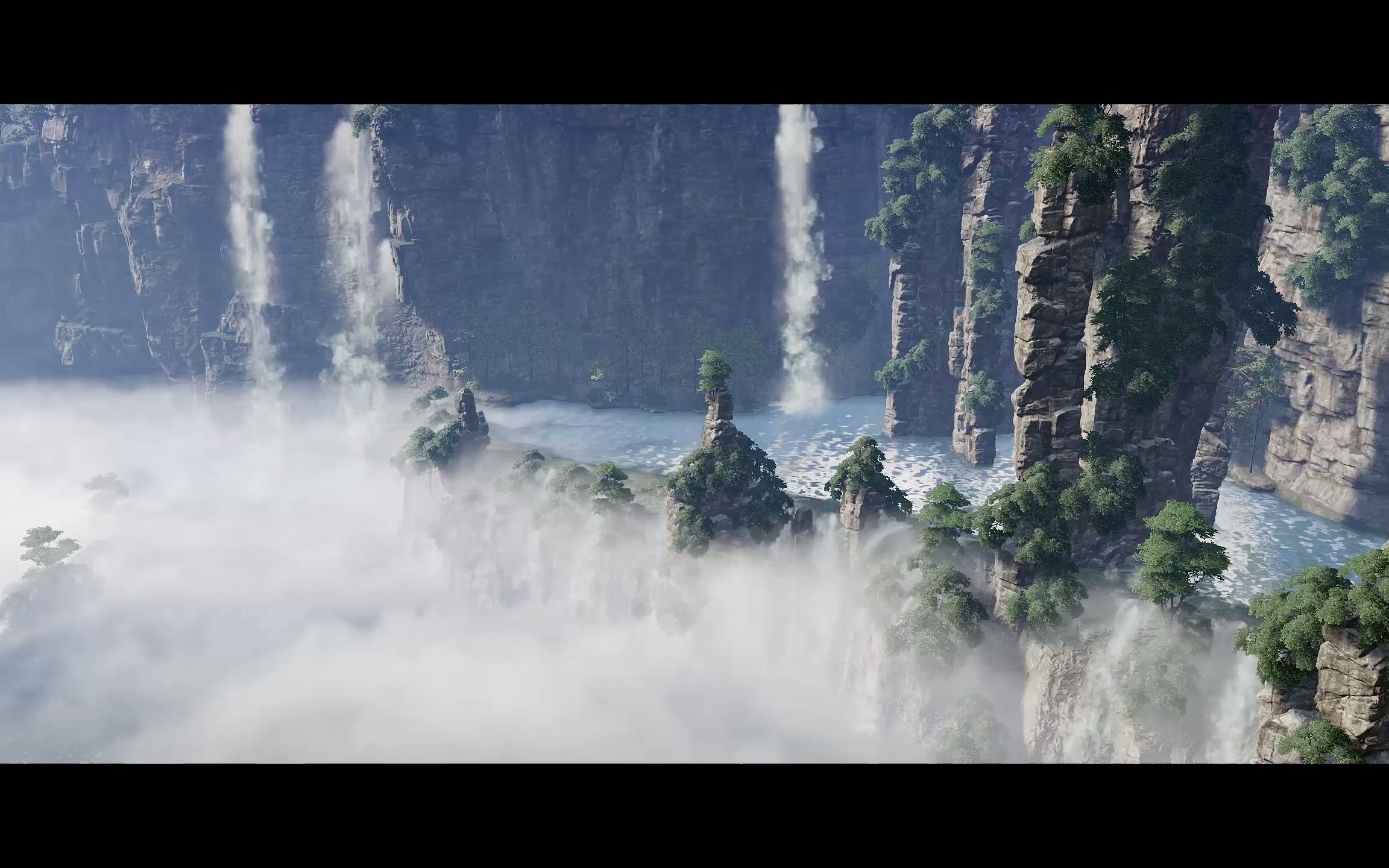 天涯明月刀ol雪衣云海瀑布延时摄影