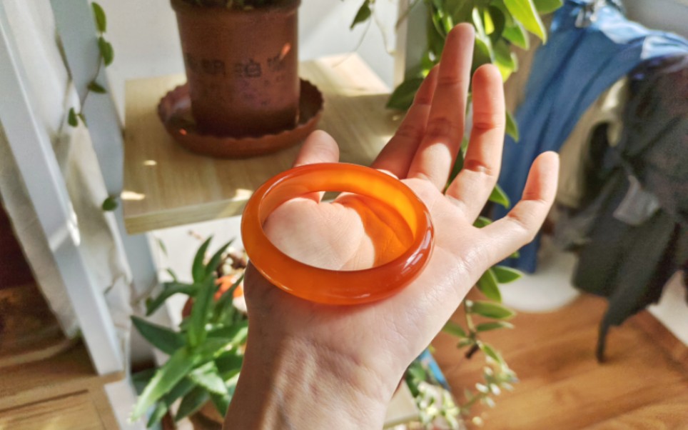 (已出)52圈口 巴西蜜糖玛瑙手镯,橘色系,颜色浓郁