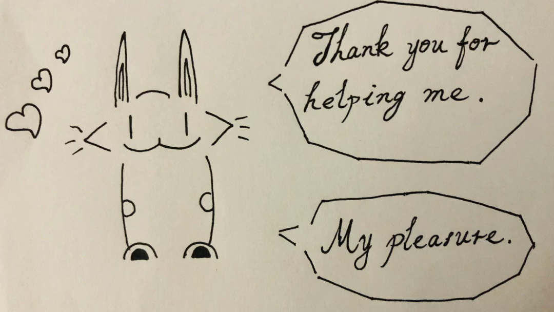 跟着joy的自白兔学英语l4mypleasurevswithpleasure这是一只自言自语