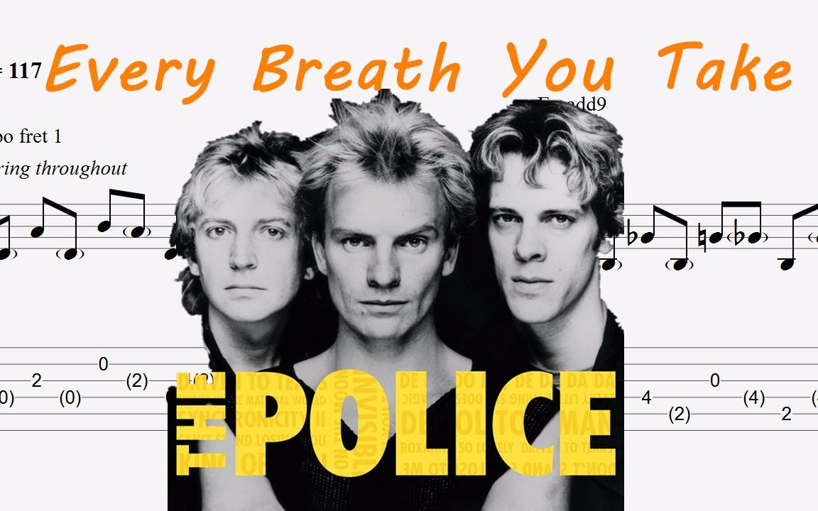 活动作品everybreathyoutakethepolice警察乐队指弹吉他谱附吉他谱