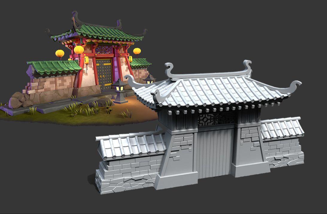 3dmax古风场景建筑模型建模思路 从拉box开始,简单场景模型瓦片快速