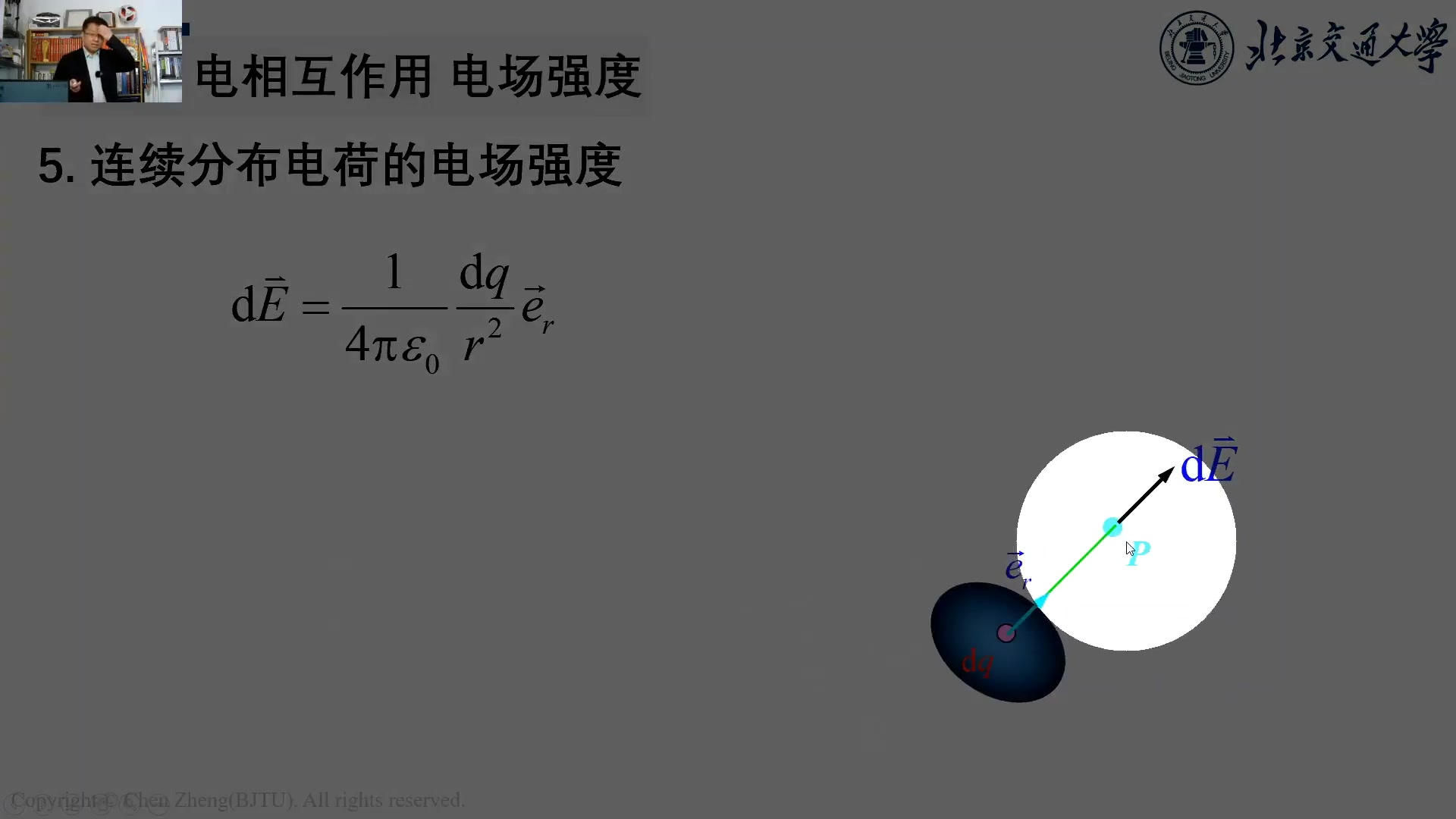 [图]【大学物理】电磁学基础 场强的计算（陈征博士作品）（无字幕）