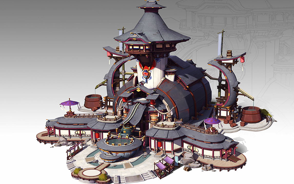 【3dmax建模】游戏古风场景模型制作,3dmax零基础建模案例教学