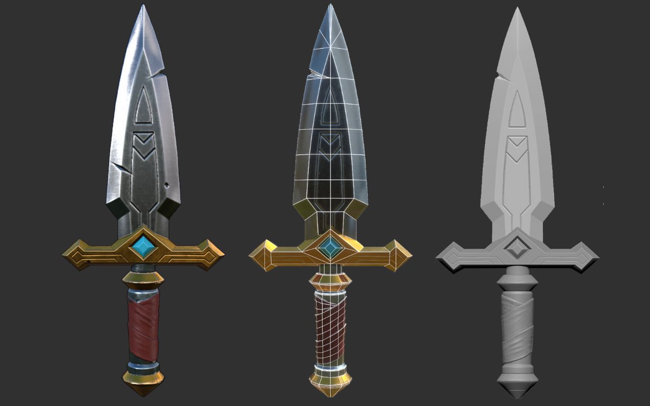 【3dmax武器建模】匕首全流程完整案例 卡线布线,入门基础教程!