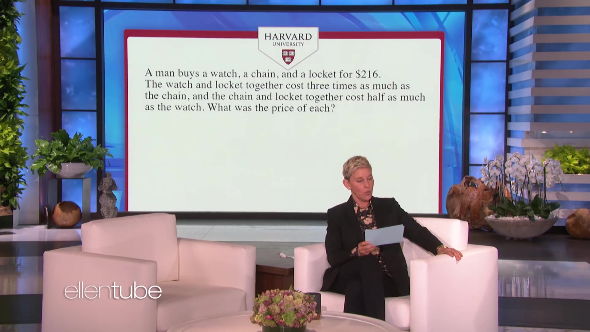 《TheEllenShow》1869年哈佛大学入学考试的数学题 对中国学生来说太简单了吧?艾伦秀 英文字幕 英语思维训练 雅思托福听力口语进阶哔哩哔哩bilibili