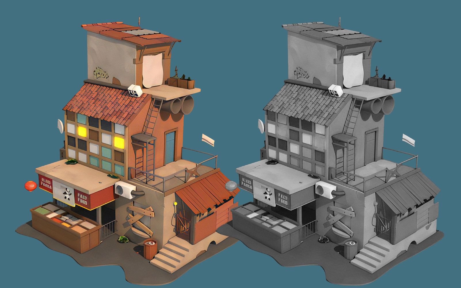 【maya场景建模】赛博朋克风小店铺模型制作,新手也能学会的场景案例!