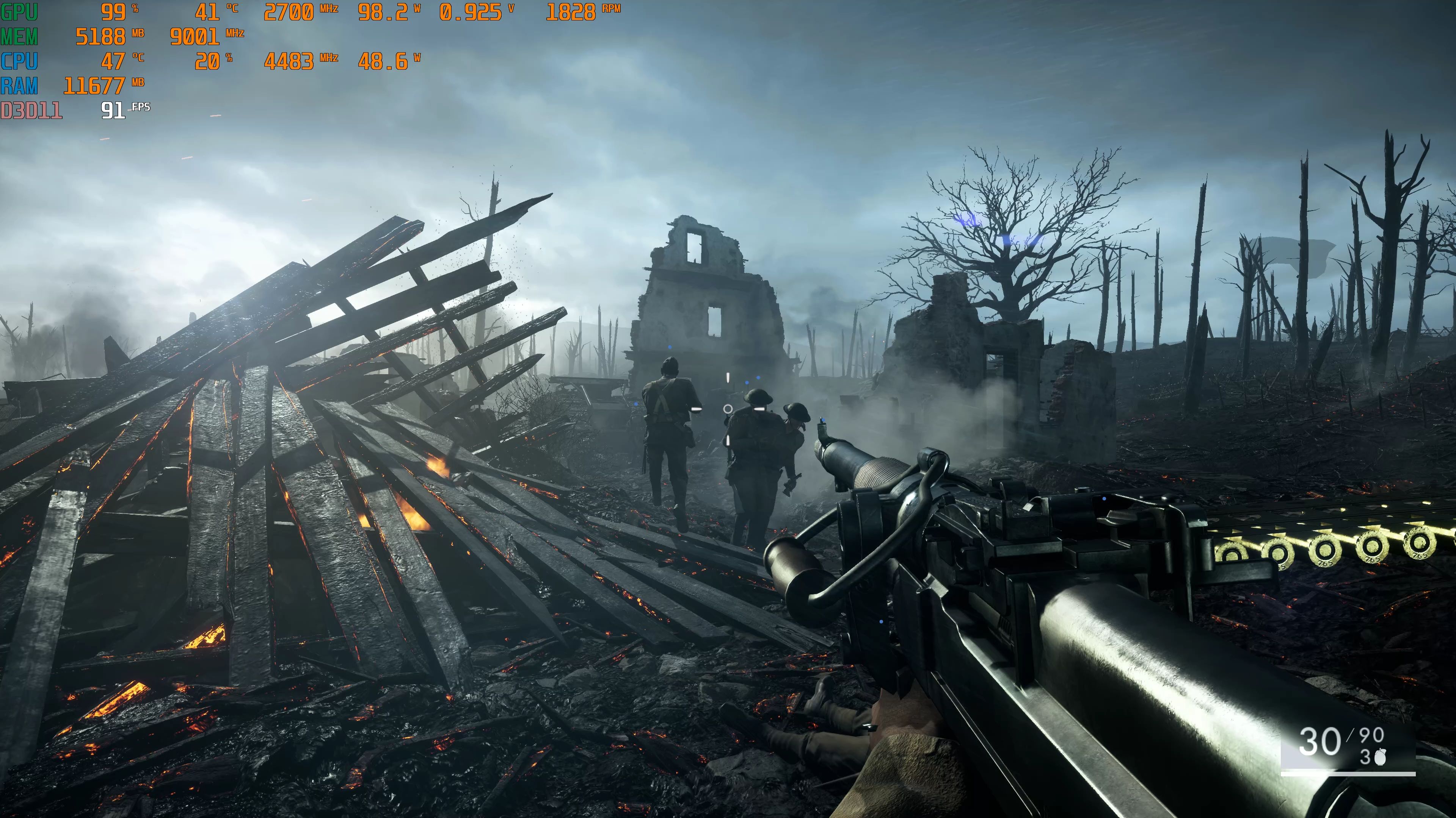 rtx4060ti 战地1 4k最高画质游戏测试