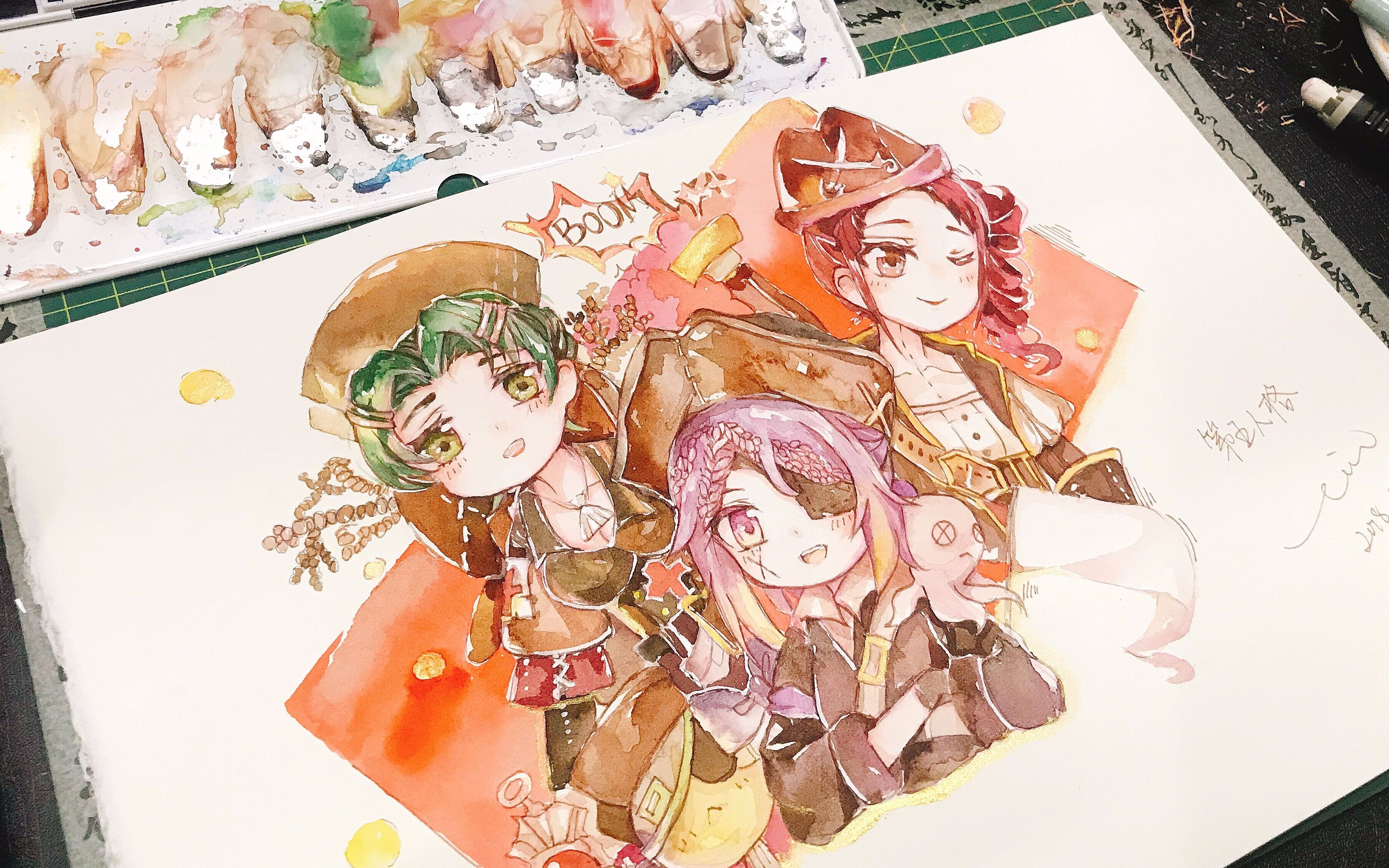 【水彩手绘】庄园女团三人组