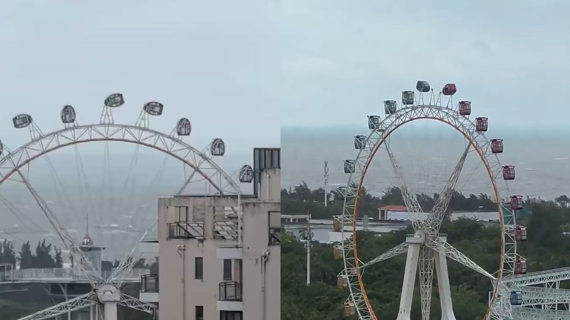 超强台风即将登陆海南 海口大风致一摩天轮吊舱空中随风自转哔哩哔哩bilibili