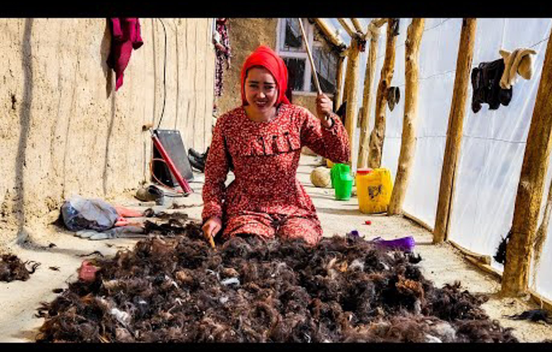 美丽的阿富汗女孩-阿富汗乡村日常生活-烹饪有机食品