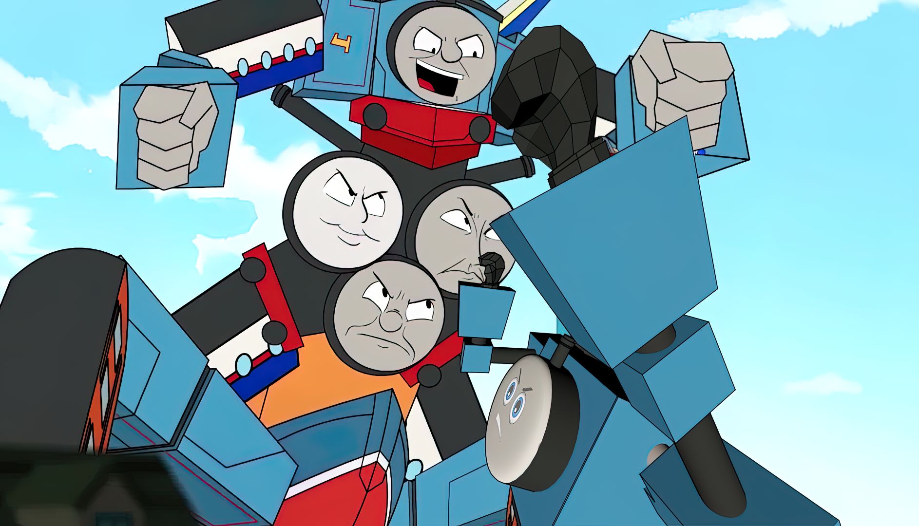 托马斯小火车家的铁拳怪兽,搞笑动漫