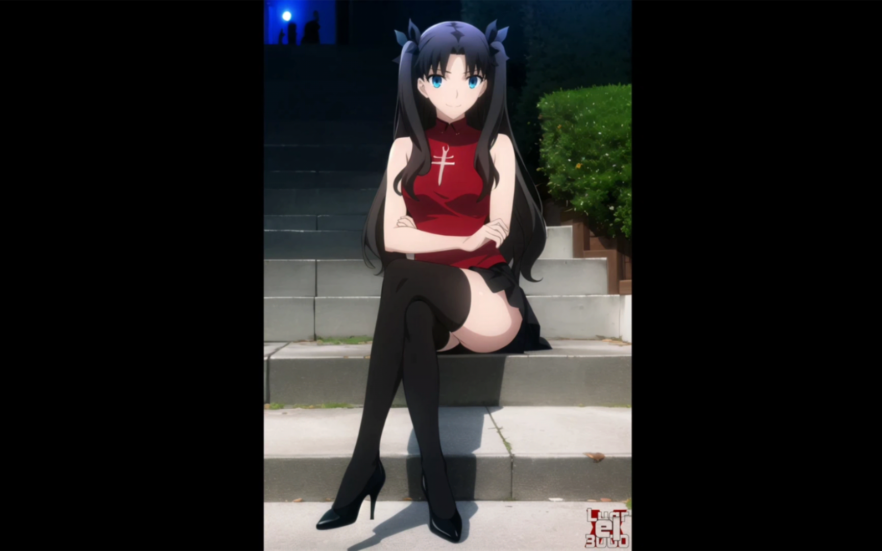 二次元极品名腿远坂凛,短裙 黑色长筒袜.性格让男人拉满征服欲的角色