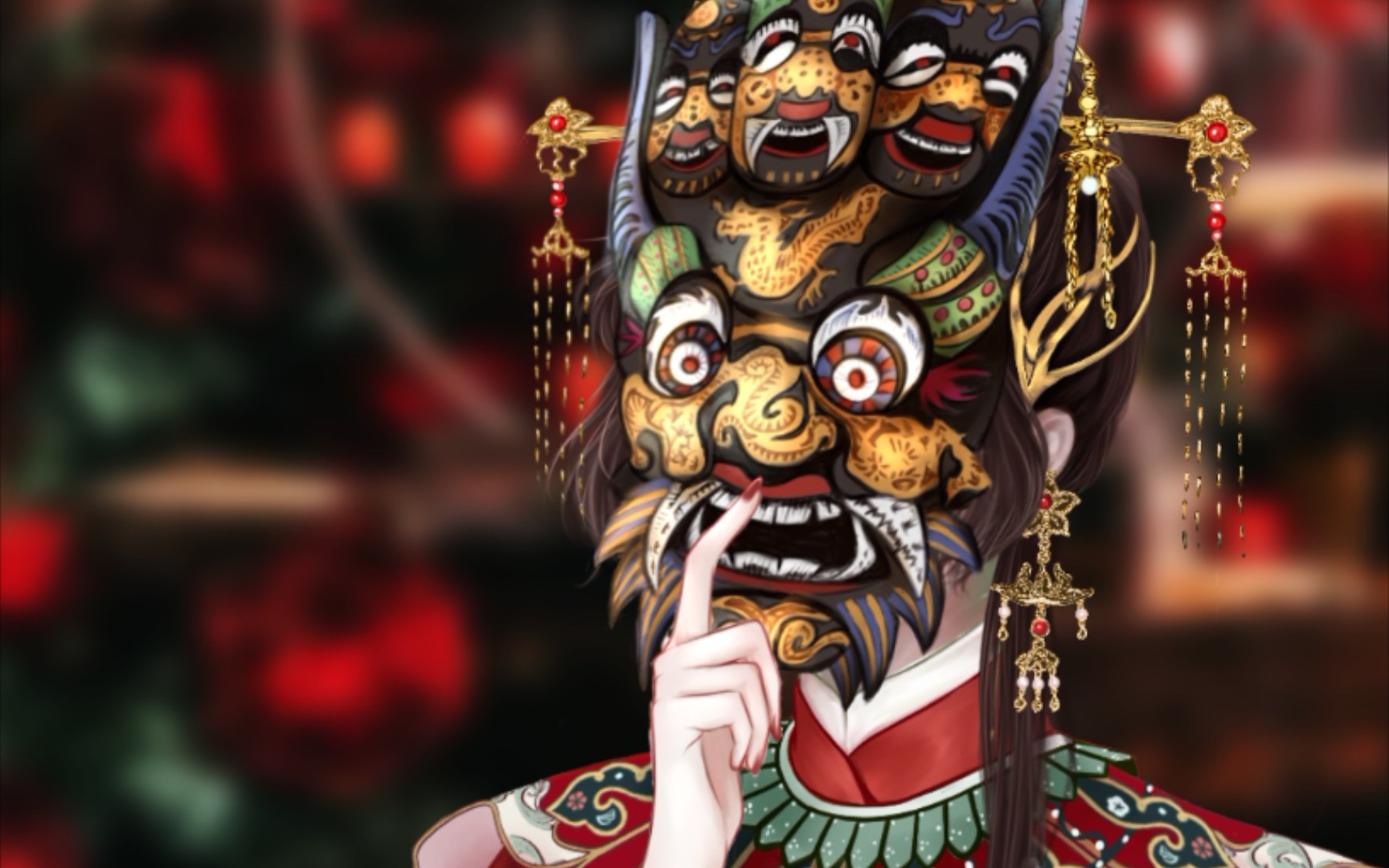 procreate绘画 鬼面新娘