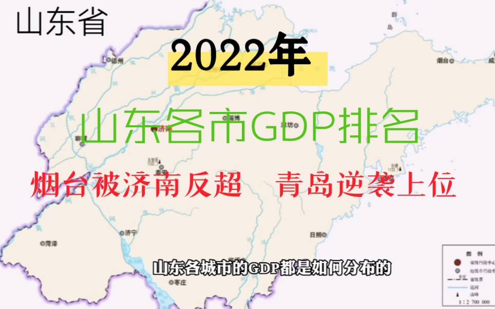 山东省2022年各市GDP排名,烟台被济南反超,青岛逆袭上榜首!哔哩哔哩bilibili