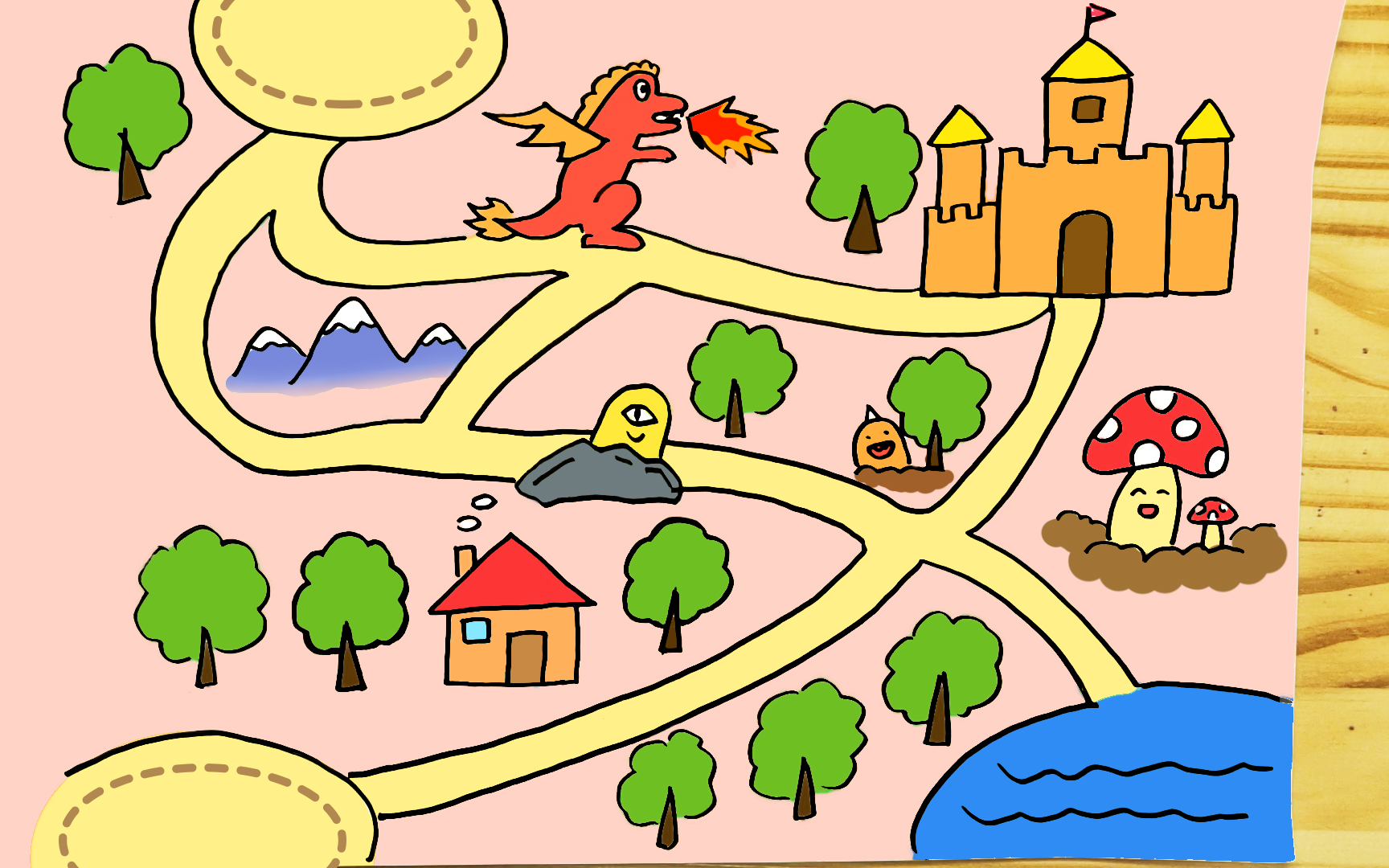 一步一步教你画古堡探险儿童画,简单又有趣