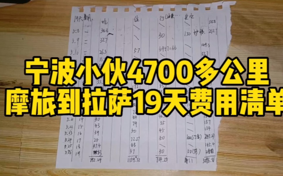 小伙宁波到拉萨,摩旅19天花费3100,其中油费居然花的最少哔哩哔哩bilibili