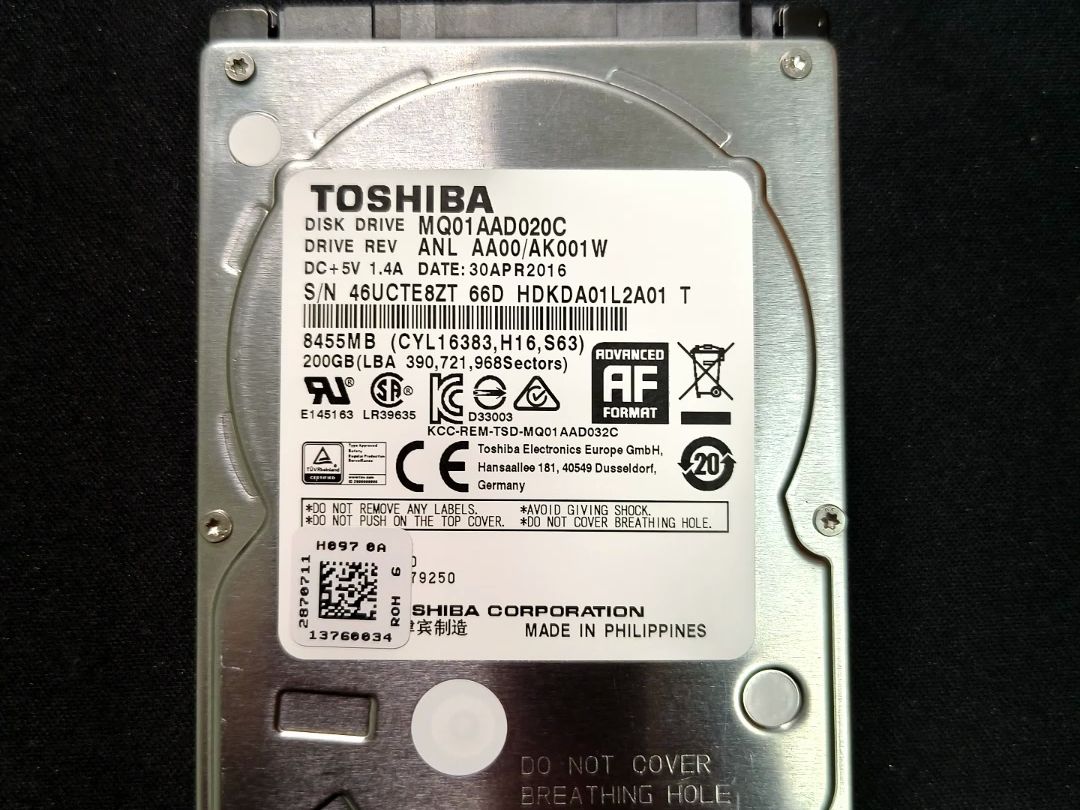 东芝mq01aad020宽温工业硬盘测试